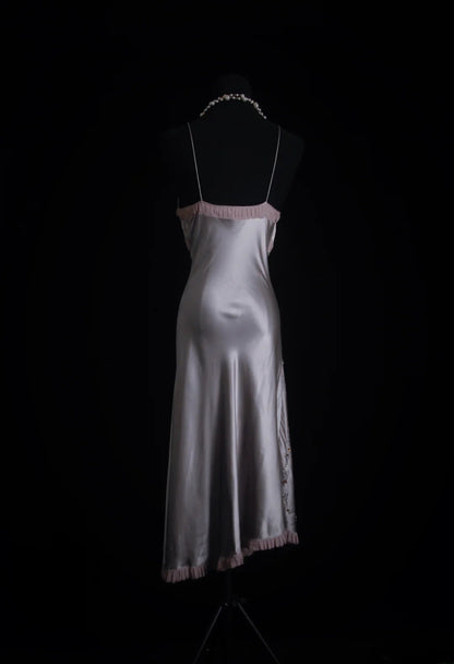 Vintage Prom Dresses 90s Formal Mermaid Spaghetti Strap Silver Gray Mid Length Party Gowns Prom Dresses AS015