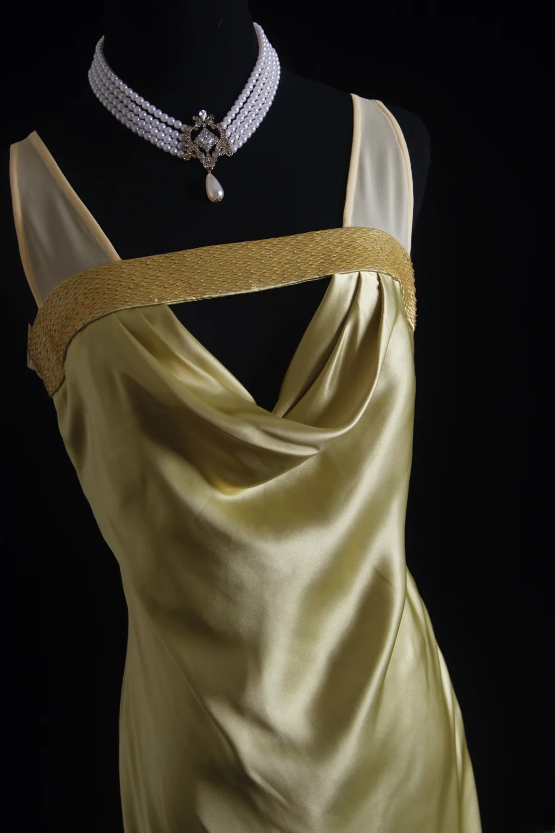 Vintage Prom Dresses 90s Formal Mermaid V Neck Green Silk Satin Mid Length Party Gowns Prom Dresses AS016