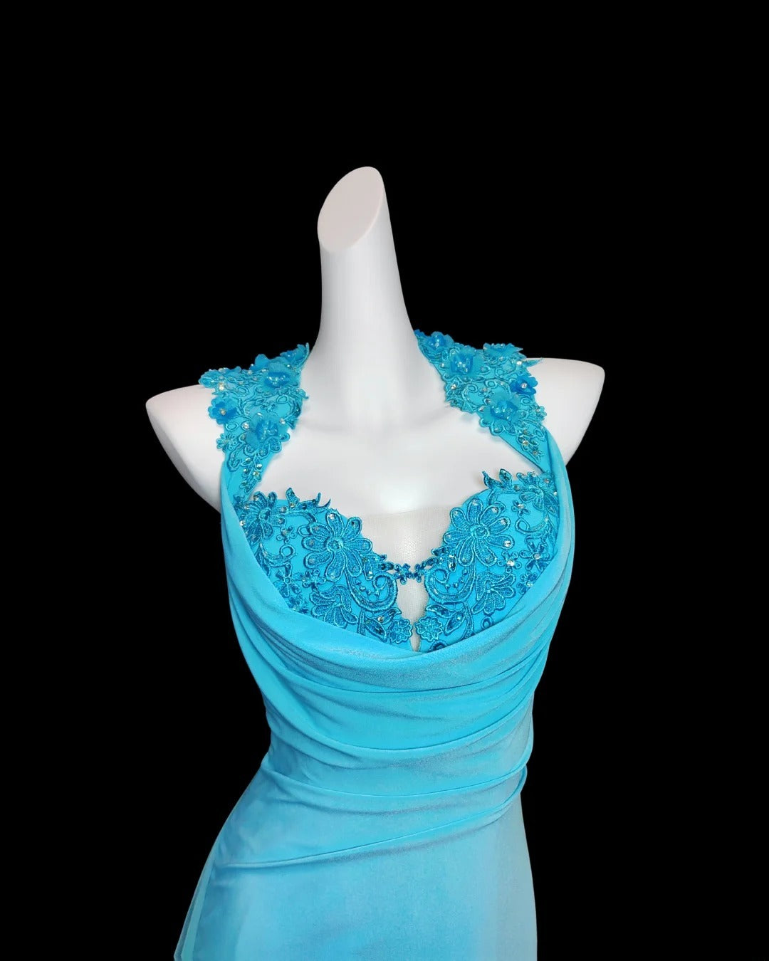 Modest Mermaid Halter Blue With Backless Sleeveless Long Prom Dresses High School Senior Graduation Dance Evening Outfits AS019