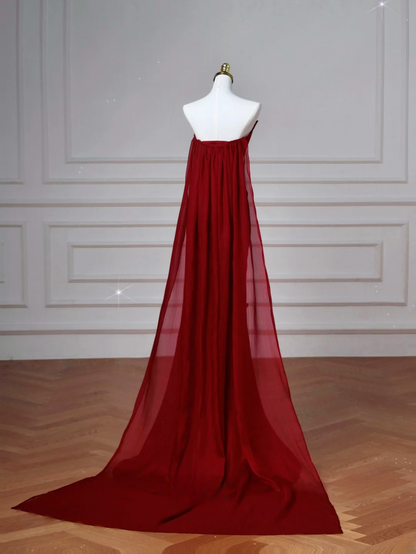 Sexy Senior Prom Dresses High Schools Inspiration Mermaid Strapless Burgundy Satin Semi Formal Grad Long Prom Dresses AQ057