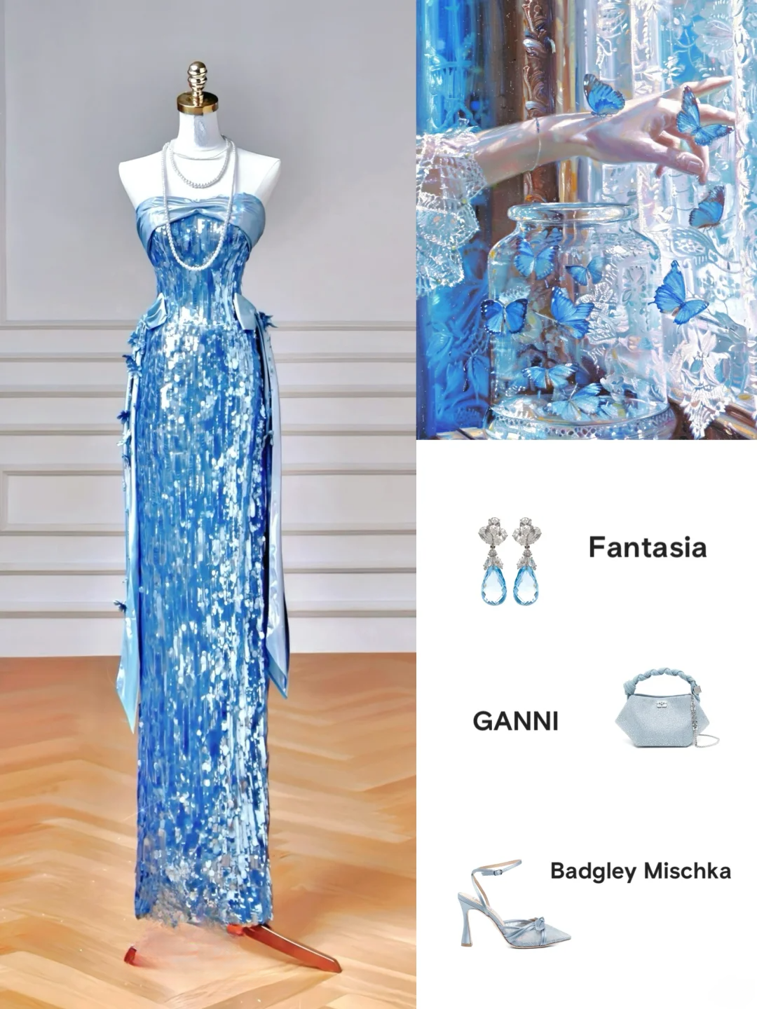 Glitter Sheath Strapless Blue Sequins Long Formal Fancy Prom Evening Dress Dinner Outfits Party Gowns For Teens AQ060
