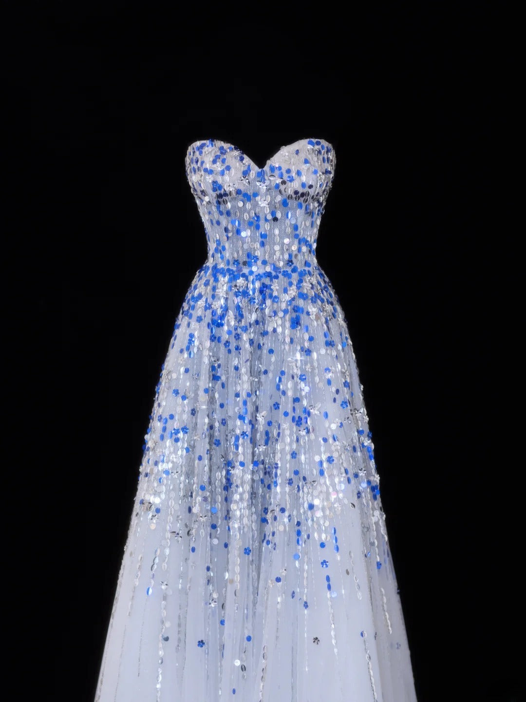 Classy A Line 1950s Formal Sweetheart Blue White Sequins With Beads Style Impress Long Prom Dresses Party Gowns SA067