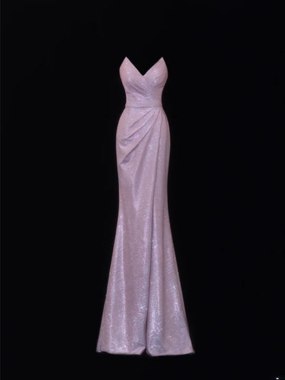 Modest Prom Dress Aesthetic Mermaid Sweetheart Lilac Sequin Style Impress With Pleated Long Party Formal Gown SA074