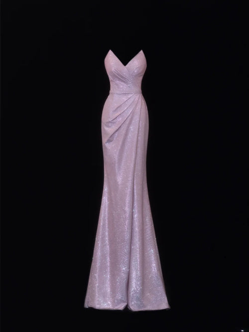 Modest Prom Dress Aesthetic Mermaid Sweetheart Lilac Sequin Style Impress With Pleated Long Party Formal Gown SA074