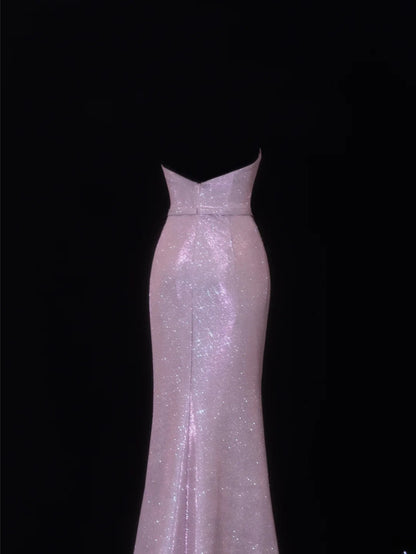 Modest Prom Dress Aesthetic Mermaid Sweetheart Lilac Sequin Style Impress With Pleated Long Party Formal Gown SA074