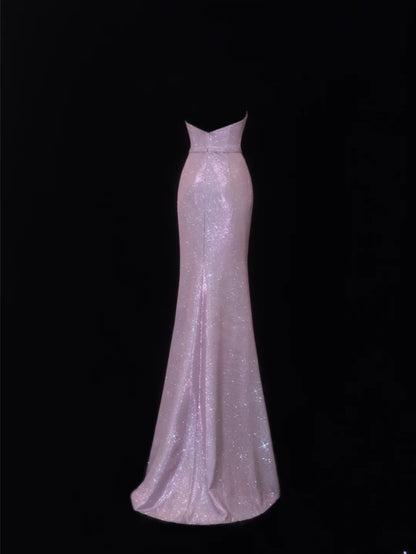 Modest Prom Dress Aesthetic Mermaid Sweetheart Lilac Sequin Style Impress With Pleated Long Party Formal Gown SA074