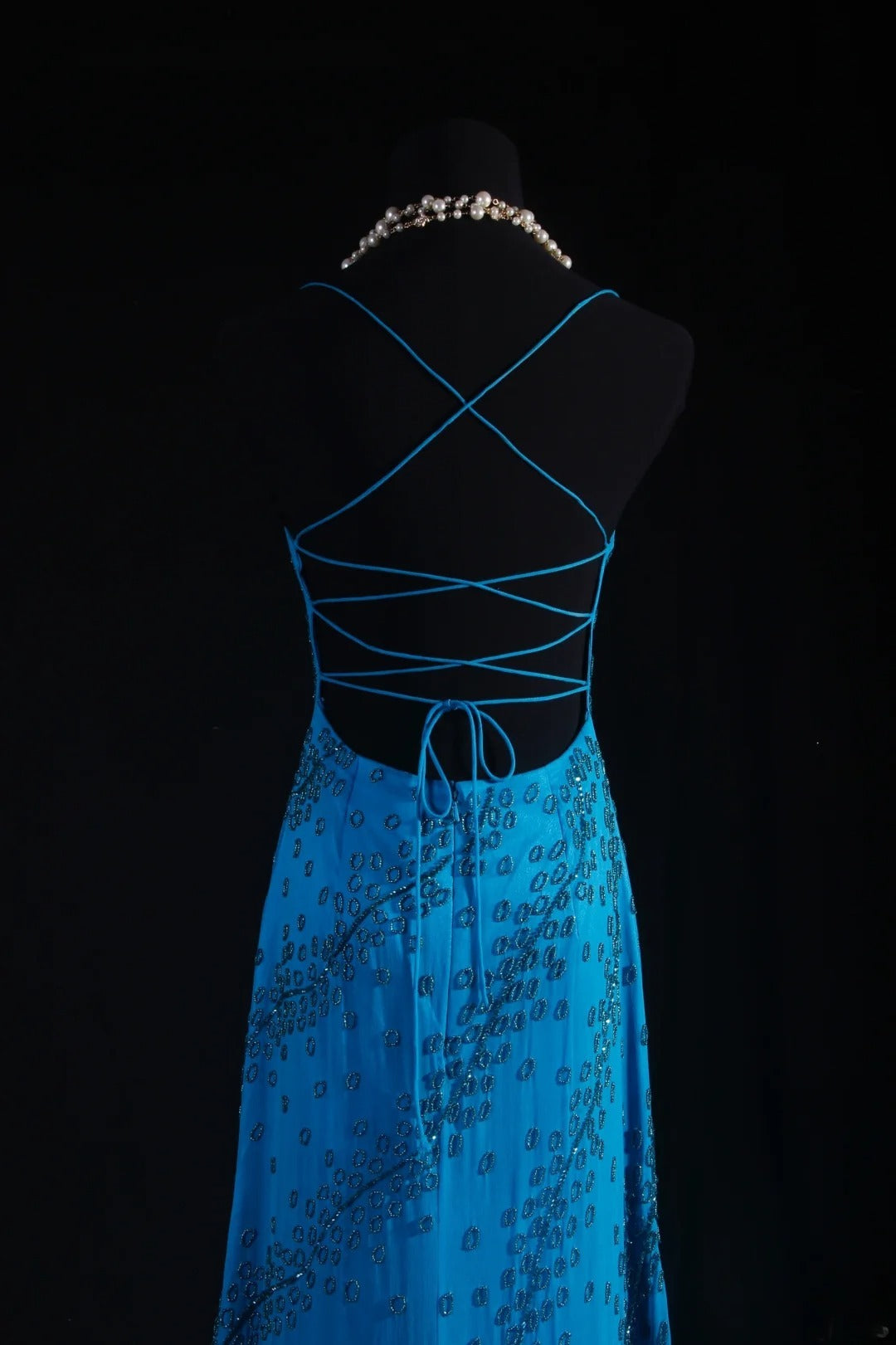 Vintage 1950s Formal Mermaid Spaghetti Strap Royal Blue Chiffon With Beads Sleeveless Long Prom Dresses Party Formal Gowns AS083