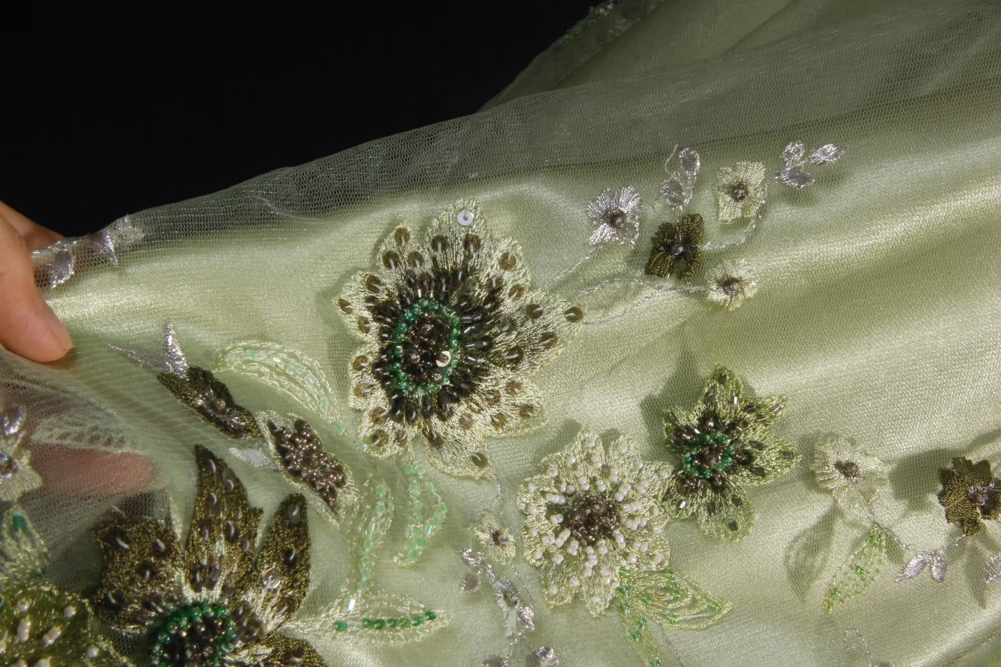 Vintage A line Spaghetti Strap Sage Green Tulle Tea Length Party Dress With Beads 1950s Retro Classy Birthday Dinner Prom Dresses AS093