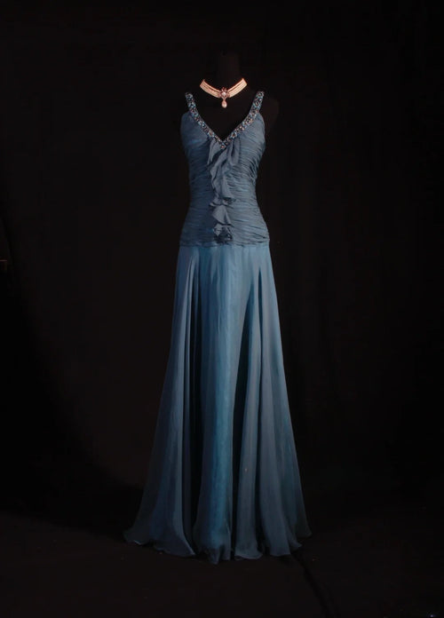 Chic Mermaid V Neck Chiffon With Beads Long Party Formal Women Prom Dresses AS102