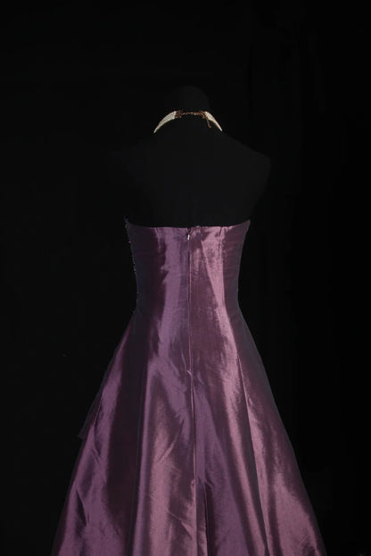 Retro Ball Gowns Women Cocktail Party Gown Strapless With Beads Cape Outfits 90s Purple Long Graduation Dinner Outfits Prom Dresses AS143