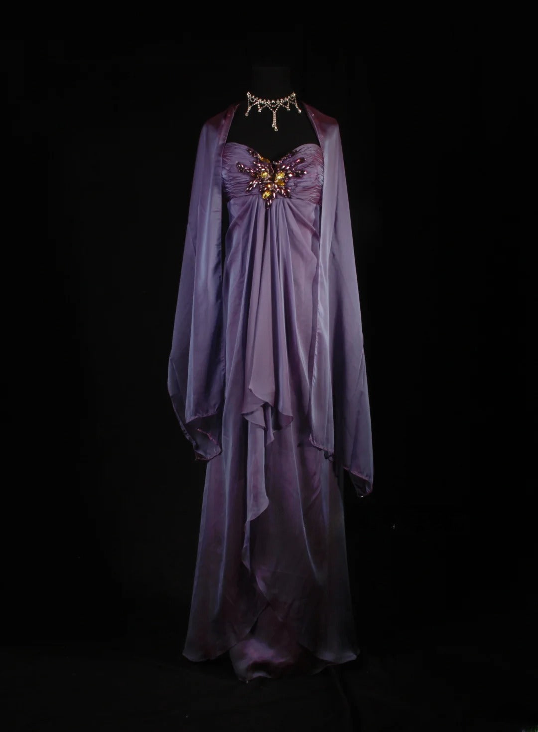 Retro 70s 1960s Formal A Line Halter Purple With Gem Beads Cape Sleeveless Long Prom Dresses Party Formal Gowns AS152