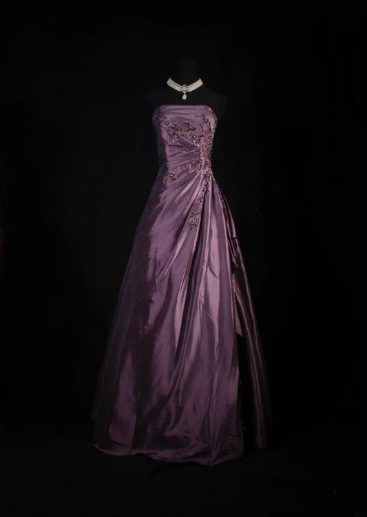 Vintage Ball Gowns Prom Dress Aesthetic Strapless Dusty Purple 1950s Long Prom Dresses Party Semi Formal Gowns AS162