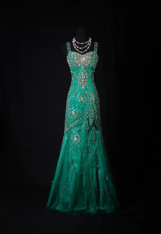 Vintage Prom Dresses Aesthetic Mermaid Sweetheart Green Semi Formal With Beads Inspo Impress Long Party Formal Gown For Teens High Schools AS167