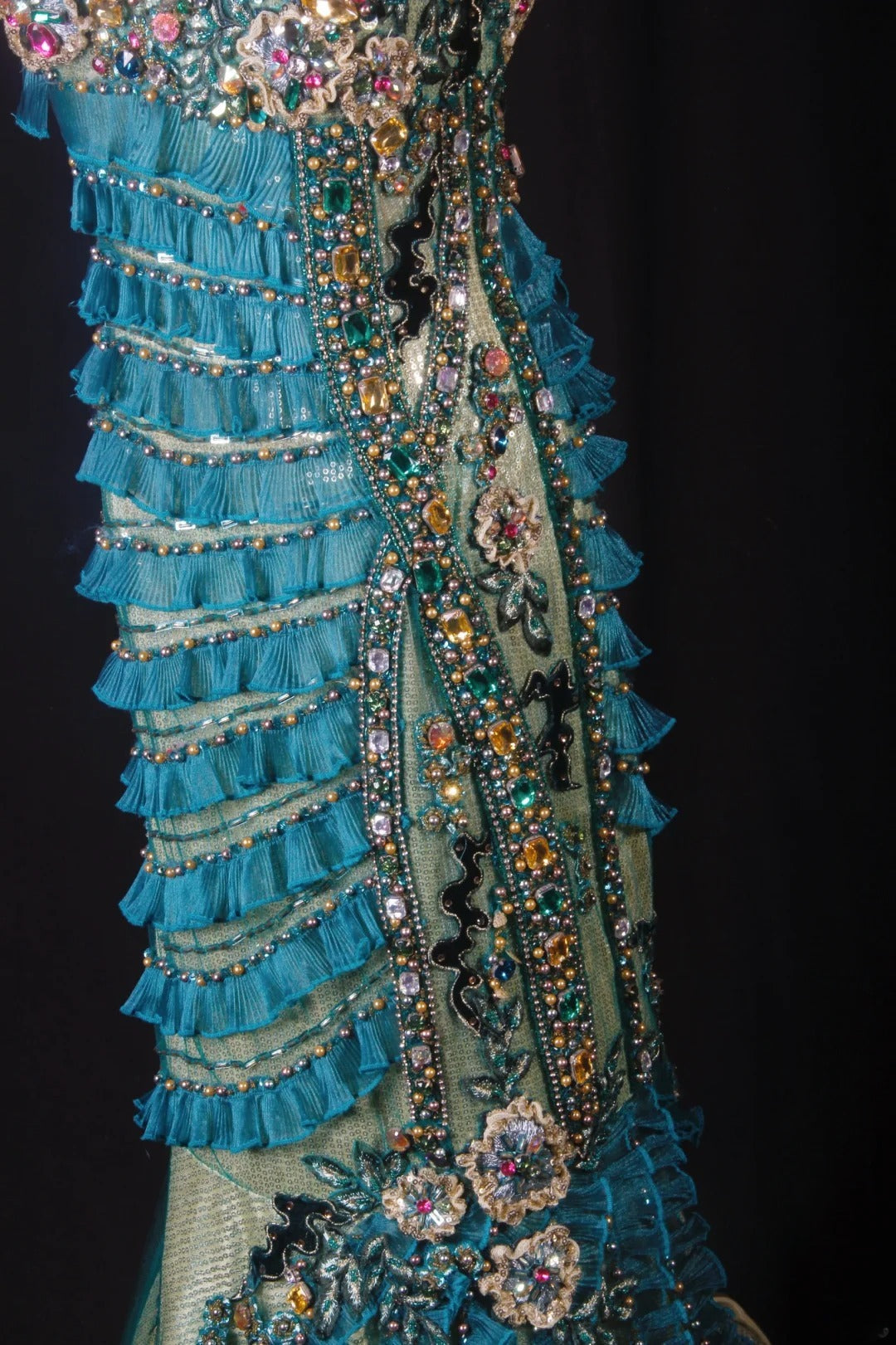 Vintage 60s Mermaid Spaghetti Straps Blue Tulle With Beads Long Formal Fancy Prom Dresses Night Outfits Party Gowns AS192