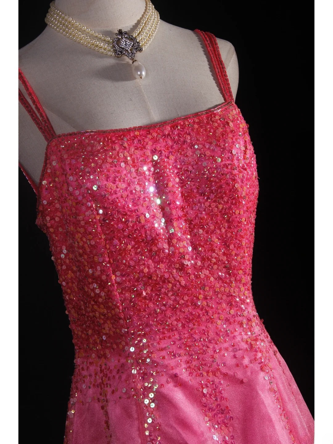 Vintage A line Spaghetti Straps Pink Backless Long Formal Old 1950s Prom Dresses Night Outfits Party Gowns AS231
