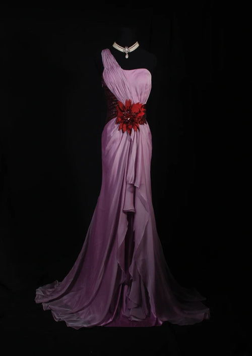 Vintage Mermaid One Shoulder Lilac Chiffon Long Formal Old 1950s Prom Dresses Night Outfits Party Gowns AS239