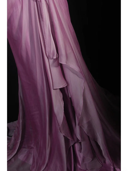 Vintage Mermaid One Shoulder Lilac Chiffon Long Formal Old 1950s Prom Dresses Night Outfits Party Gowns AS239