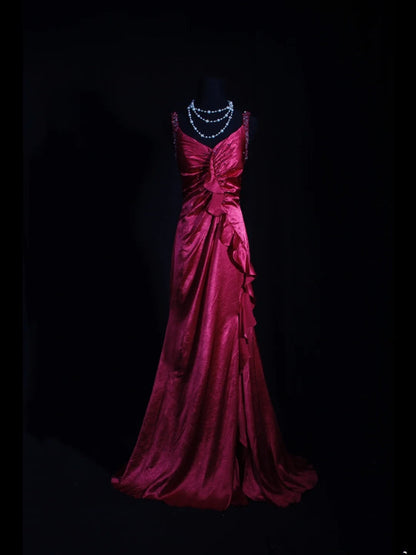 Vintage Prom Dresses Inspiration Mermaid V Neck Fuchsia Pink Semi Formal 90s Prom Dresses For Teens High Schools AS256