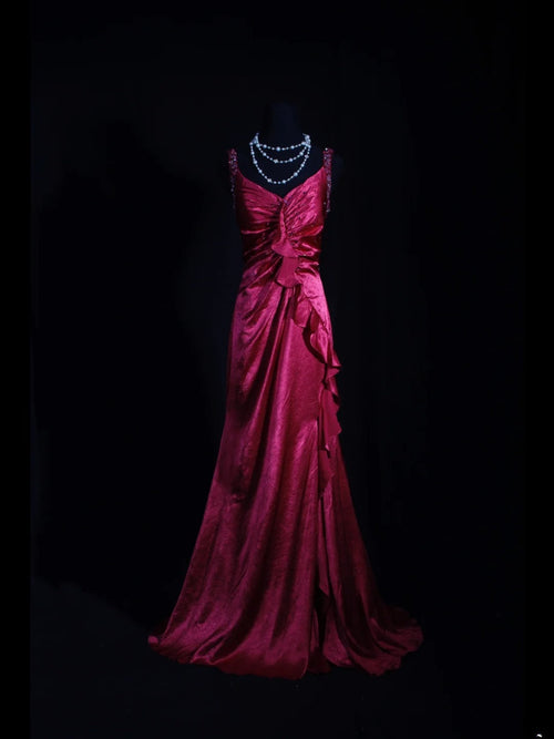 Vintage Prom Dresses Inspiration Mermaid V Neck Fuchsia Pink Semi Formal 90s Prom Dresses For Teens High Schools AS256