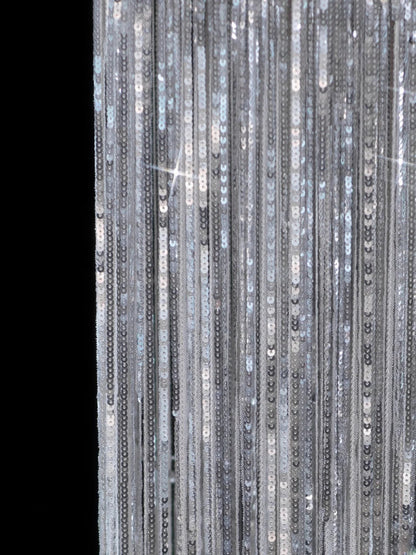Chic Sheath Square Neck Silver Sequin Long Prom Formal Fancy Evening Dresses Dinner Outfits Classy Party Gowns AS617