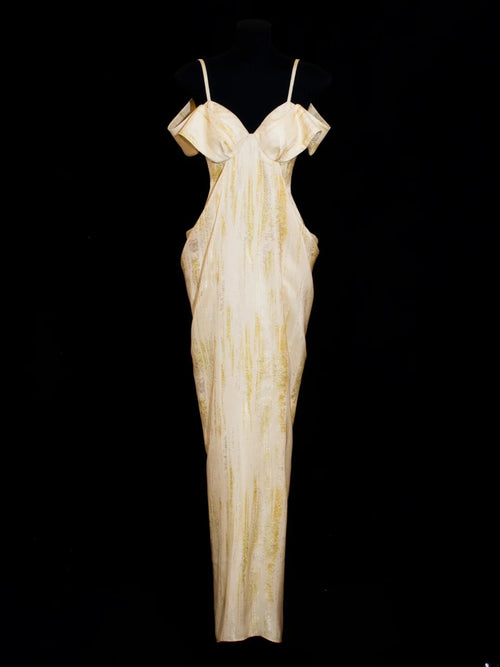 Chic Sheath Spaghetti Strap Yellow Long Prom Formal Fancy Evening Dresses Dinner Outfits Classy Party Gowns AS619