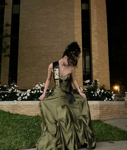 Vintage Ball Gown Strapless Blue Satin Taffeta 90s Prom Dresses Inspiration Party Dress Princess Graduation Dress AB1726