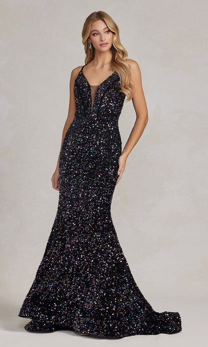 Corset-Back Long Sequin Prom Dress Under $200
