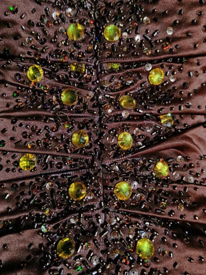 Beautiful Prom Dresses Inspo Ball Gown Sweetheart Satin With Beaded Chocolate Women Formal Dress N3187