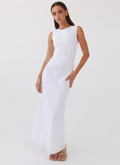 Eloise High Neck Maxi Dress - White
