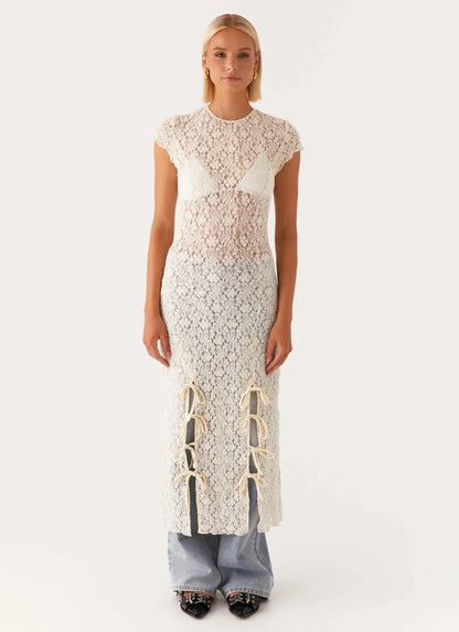 Gisele Lace Midi Dress - Ivory