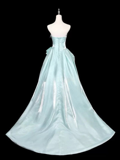 Cute Ball Gown Off The Shoulder Light Sky Blue Long Party Gowns Prom Dresses N2028