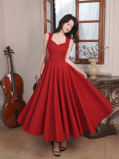 Simple A Line Spaghetti Strap Red Summer Formal For Women Girls Teens Prom Dresses N2209