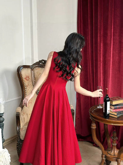 Simple A Line Spaghetti Strap Red Summer Formal For Women Girls Teens Prom Dresses N2209