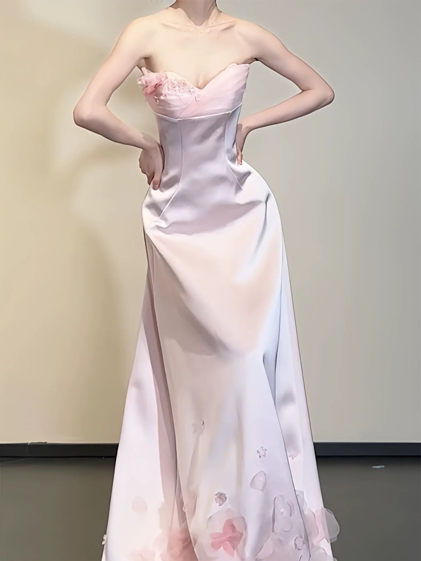 Elegant Prom Dresses Mermaid Sweetheart Pink Satin Sleeveless Long Formal Evening Dress N3958