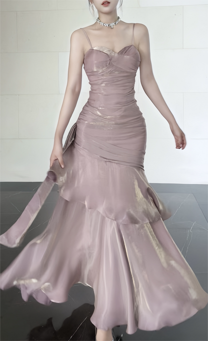 Modest Mermaid Spaghetti Straps Pink Long Prom Dresses High School Teens Senior Graduation Dance Party Dress Outfits AB2512