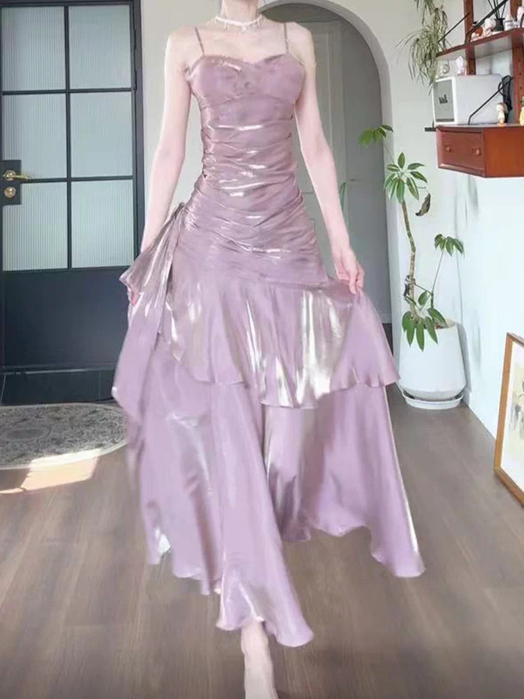 Modest Mermaid Spaghetti Straps Pink Long Prom Dresses High School Teens Senior Graduation Dance Party Dress Outfits AB2512