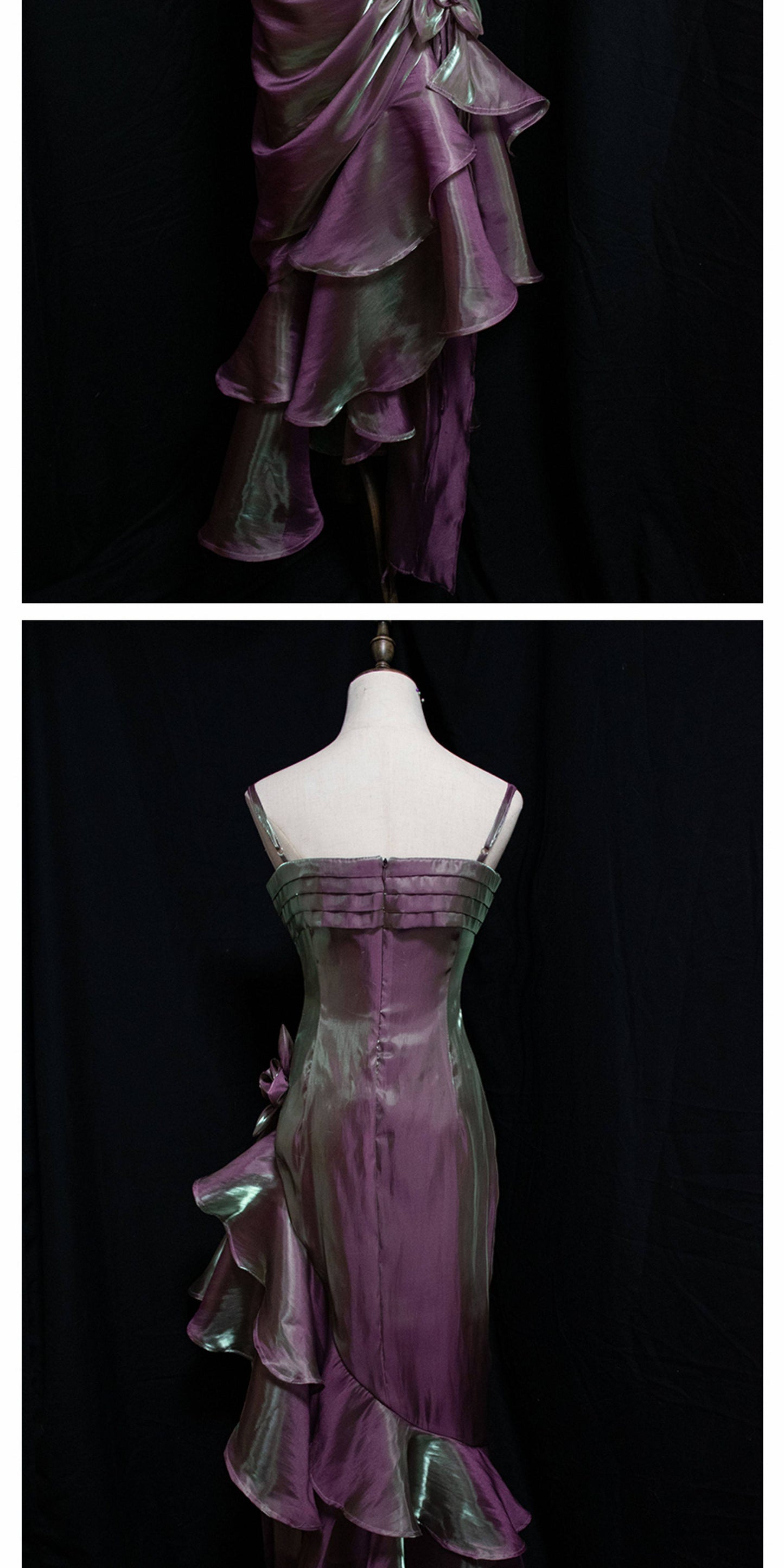 Vintage 50s High Low Spaghetti Straps Prom Dresses Inspiration Long Party Retro Evening Dress 20th Birthday Outfits AB2341