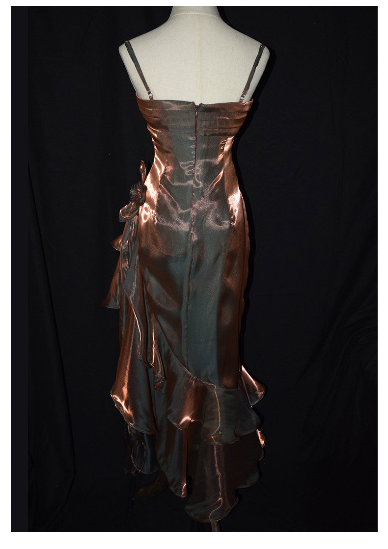 Vintage 50s High Low Spaghetti Straps Prom Dresses Inspiration Long Party Retro Evening Dress 20th Birthday Outfits AB2341