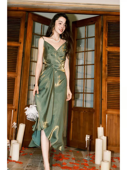 Modest Mermaid Spaghetti Straps Olive Green Prom Dresses High School Teens Senior Graduation Dance Party Outfits AB2513