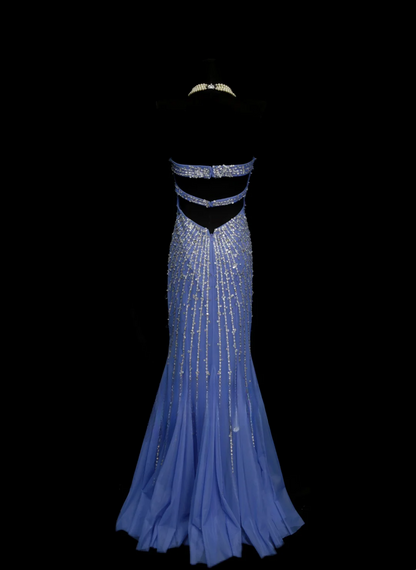 Classy Formal Mermaid Sweetheart Blue Sequins With Beads Style Impress Long 2026 Prom Dresses Party Gowns OB027