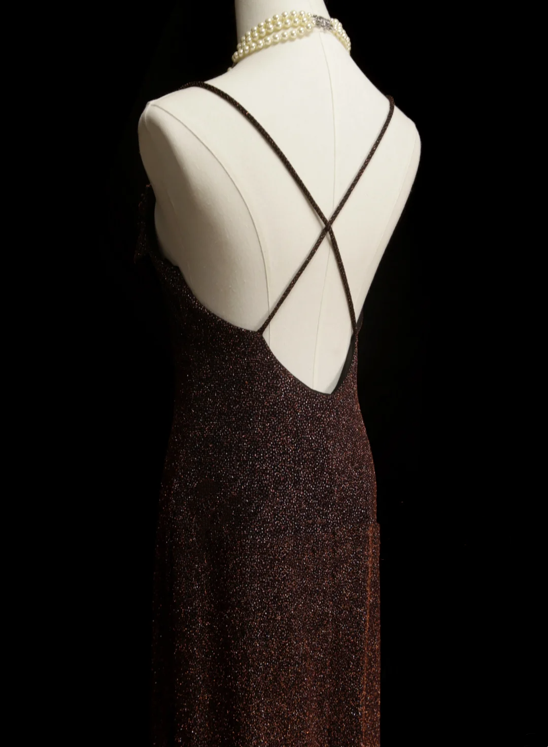 Chic Formal A Line Spaghetti Strap Brown Sequin Style Impress Long Prom Dresses Party Gowns OB031