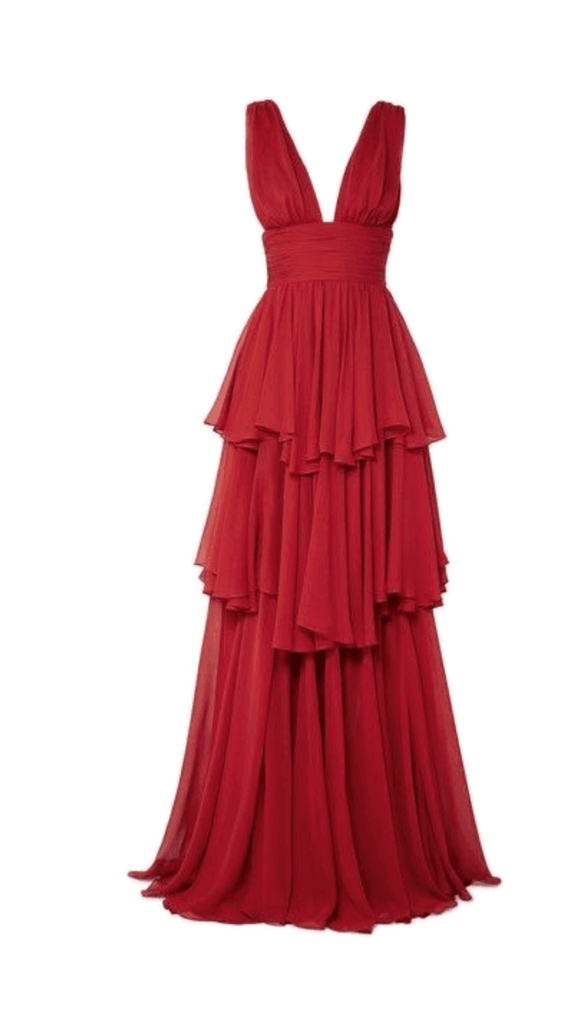 Elegant Dark Red A-Line Tiered Floor Length Chiffon Formal For Women Girls Teens Prom Dresses N2337