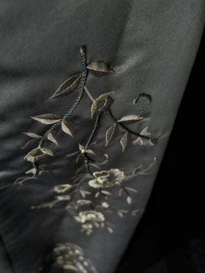 Vintage Prom Dresses Inspo Ball Gown Strapless Grey Satin With Embroidery For Women Formal Dress N3206