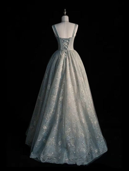 Beautiful A line Sage Green Long Tulle Prom Dress AB1836