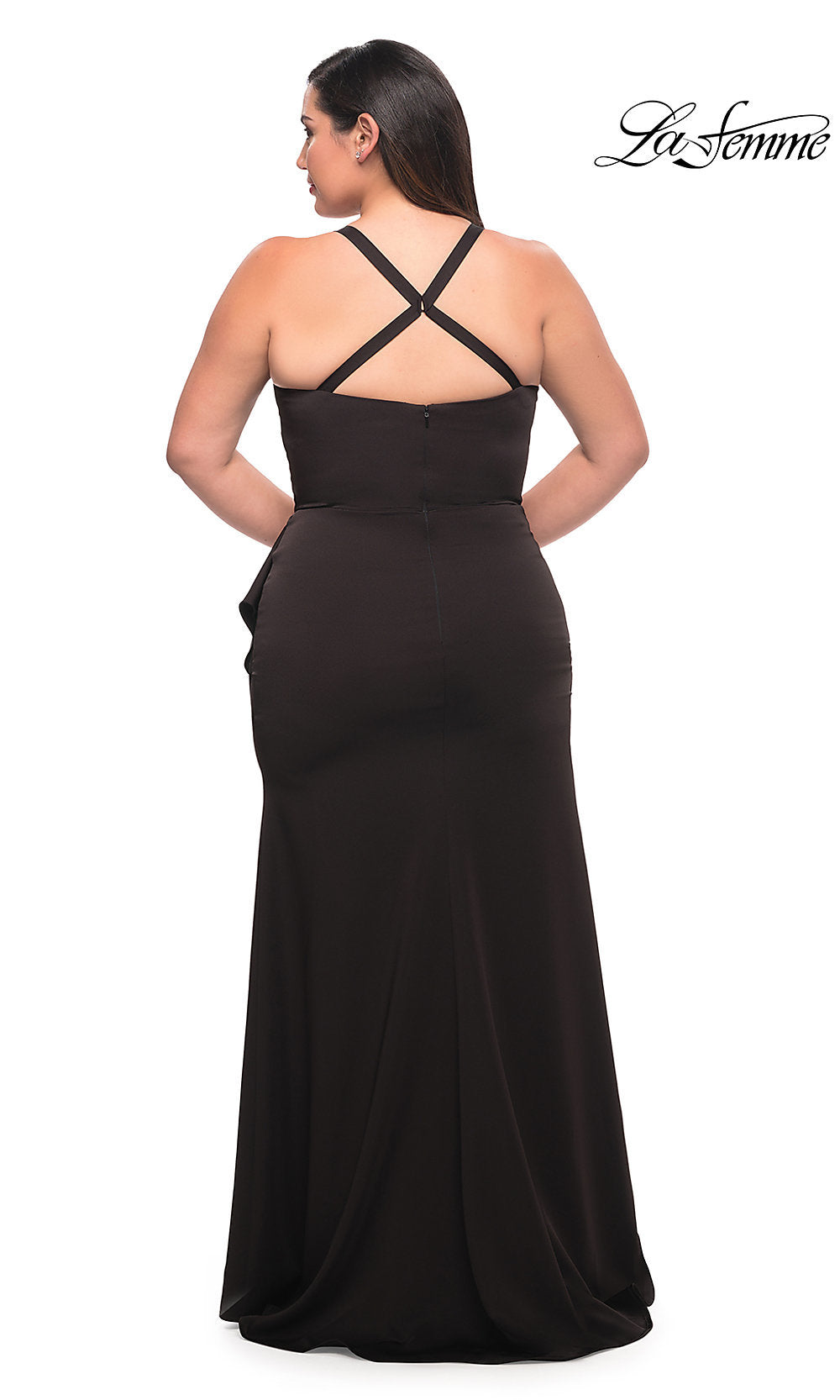 Side Drape La Femme Long Plus-Size Formal Dress
