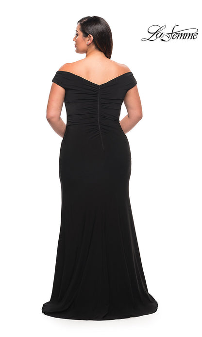 La Femme Long Plus-Size Off-Shoulder Prom Dress