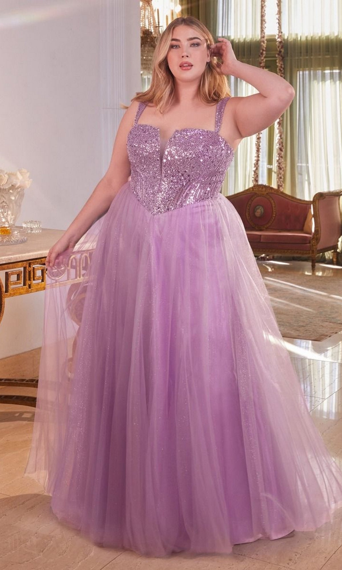 Long Plus-Size Formal Dress Cd0217C by Ladivine