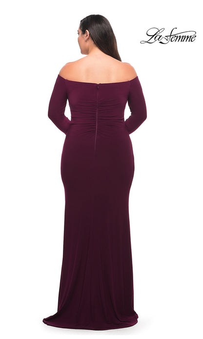 La Femme Off-Shoulder Long-Sleeve Plus Prom Dress