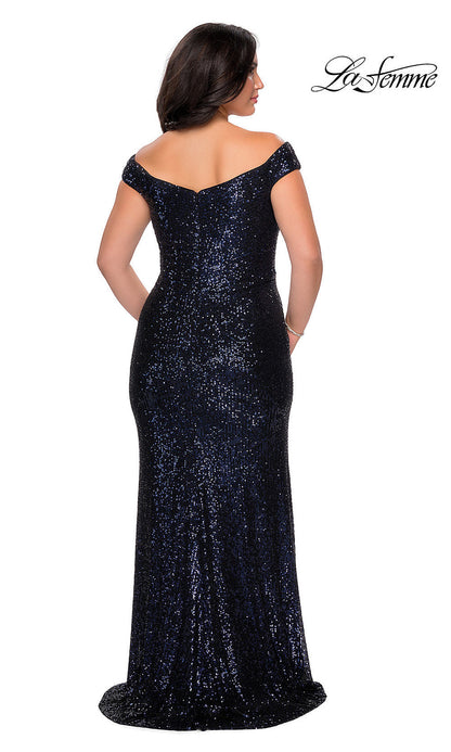 Long La Femme Sequin Plus-Size Prom Dress