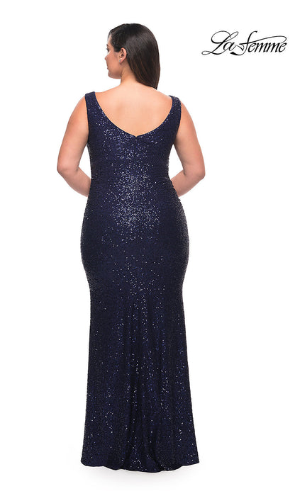 La Femme Tight Sequin Plus-Size Long Formal Dress